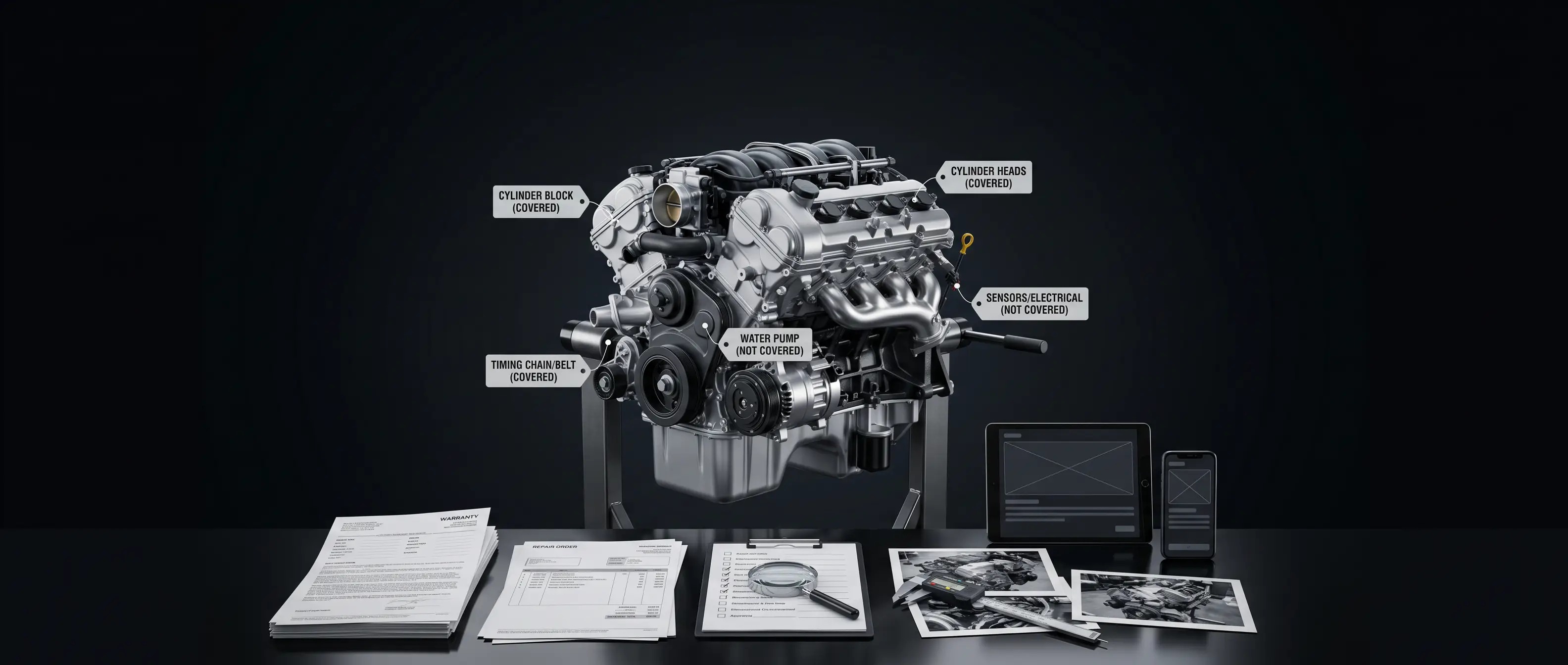 What parts are — and aren't — covered on a used engine?