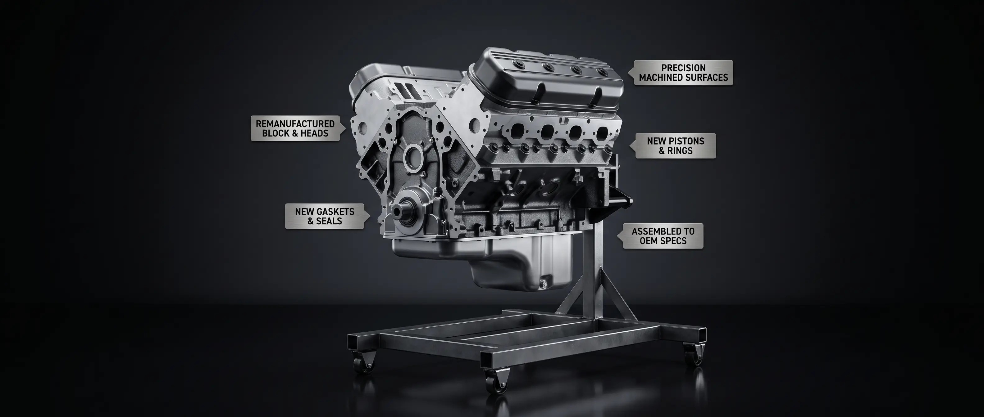 What's included with a remanufactured engine (long block)?